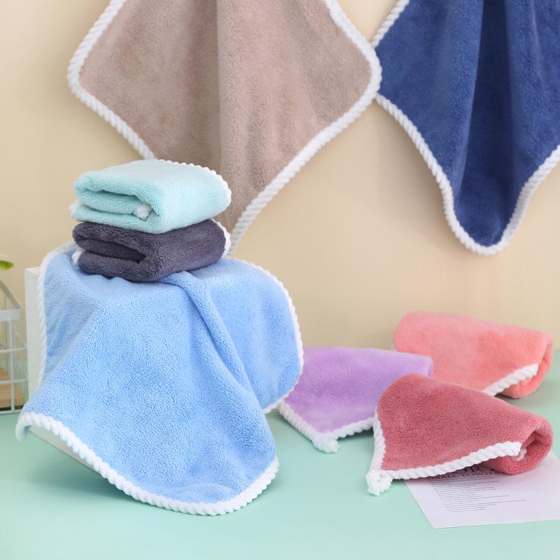 Coral Fleece Lace-Edged Kids' Hand Towel & Bib