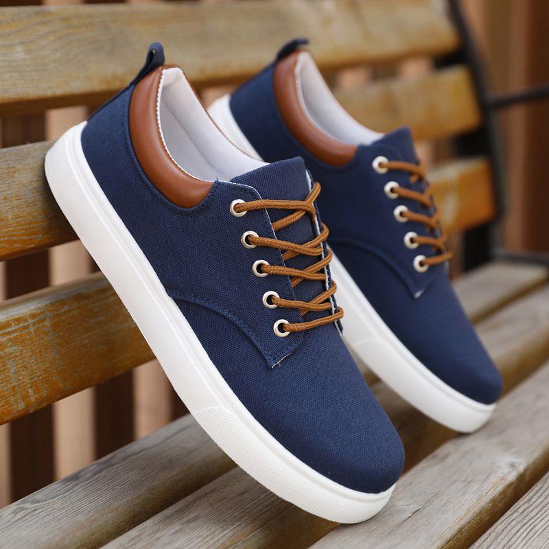 Breathable Spring Autumn Korean Style Men's Casual Low-Top Canvas Shoes