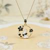 Cute Animal Female White Pink Blue Black Enamel Skeleton Flower Rabbit Pendant Necklace Gold Color Wedding Jewelry For Women