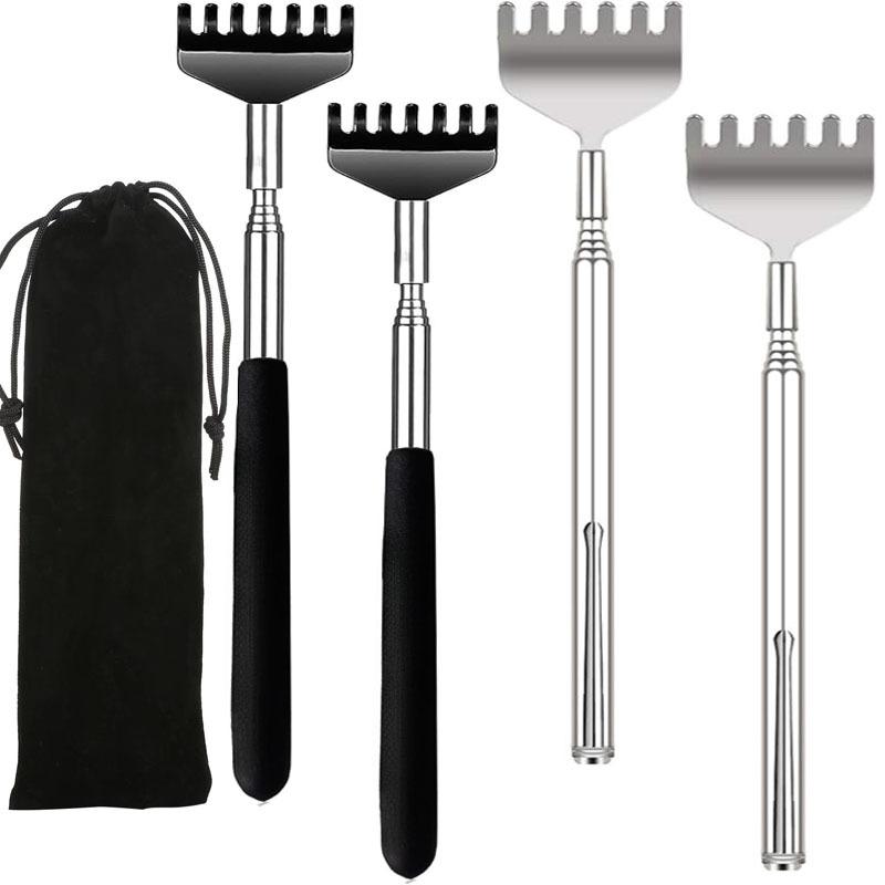 2/4 Pcs Set, 7-Prong Rake Head Back Scratcher & Pet Brush – Stainless Steel Dual-End Tool for Personal Itch Dog/Cat Grooming