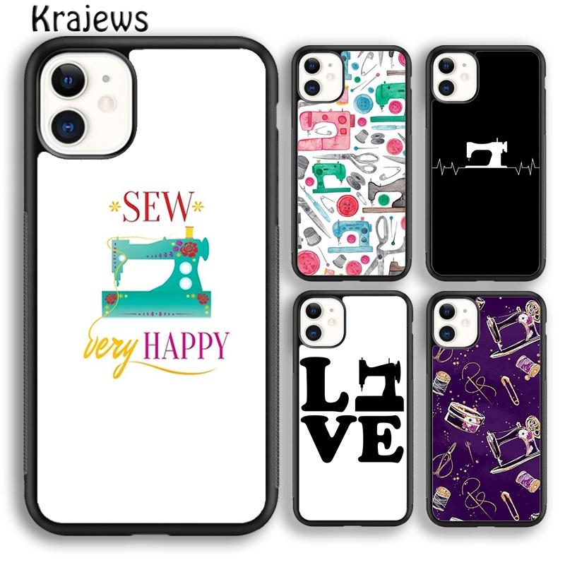 love Sewing Machine Pattern For iPhone 17 Air 16 Phone Case Cover 15 14 plus 12 13 pro max coque Fundas