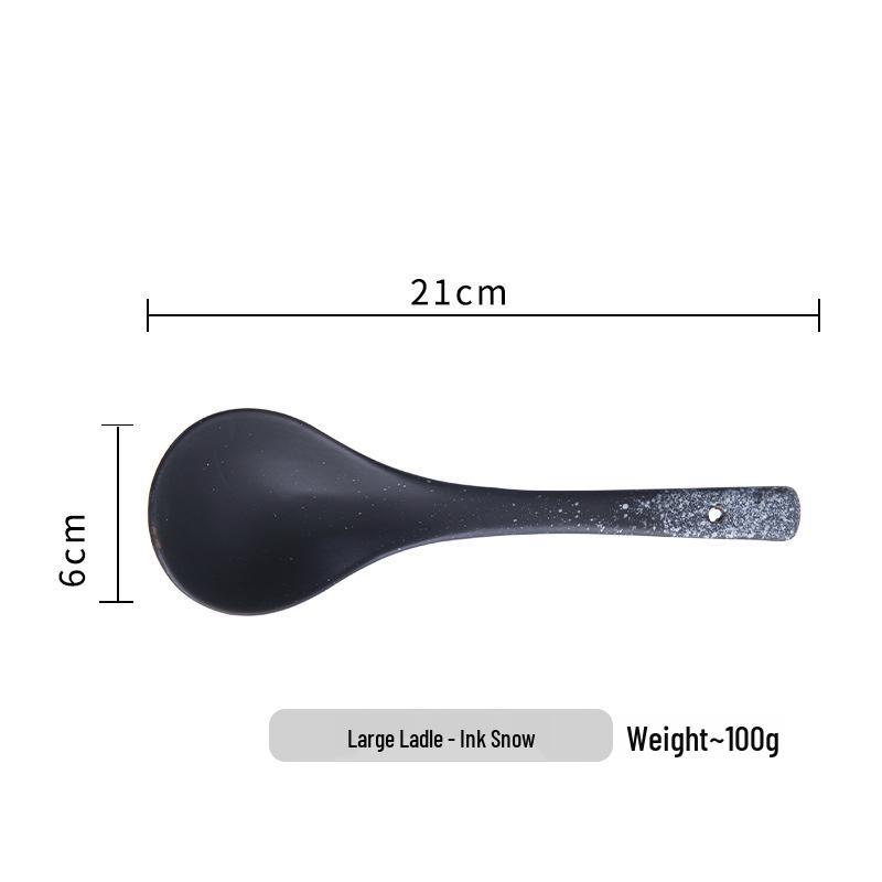 Japanese Ceramic Long-Handle Soup Spoon for Porridge & Hot Pot