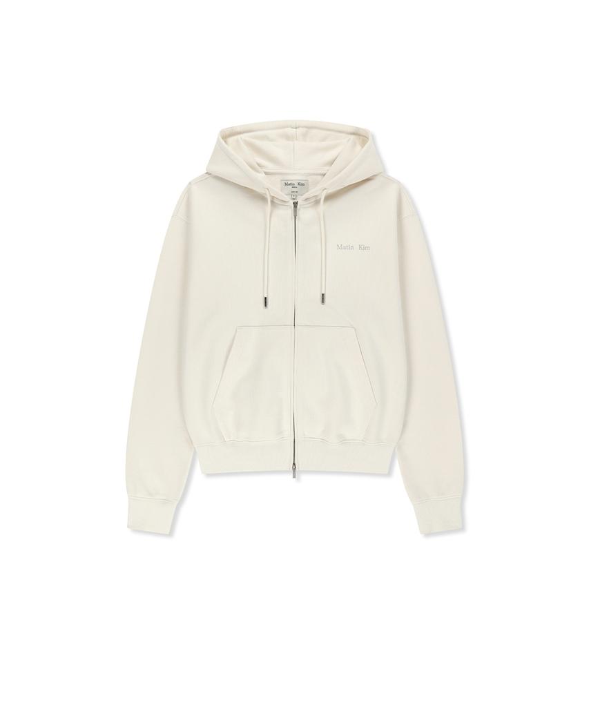 Matin Kim Back Logo Essential Hoody Zip Up In Ivory