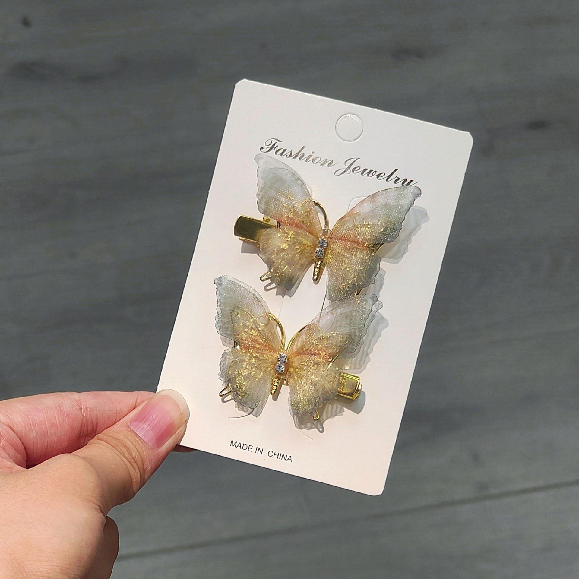 

Шпилька з градієнтним метеликом для дітей - мила сітка та сплав із качкодзьобом, ідеально підходить для стилю Hanfu та Fairy one pair