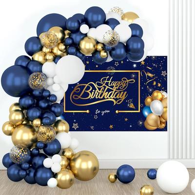 Blauwe Ballon Met Hangende Stoffen Pakket Scène Arrangement Verjaardagsfeest Decoratie Bruiloftsreceptie Ballon Set
