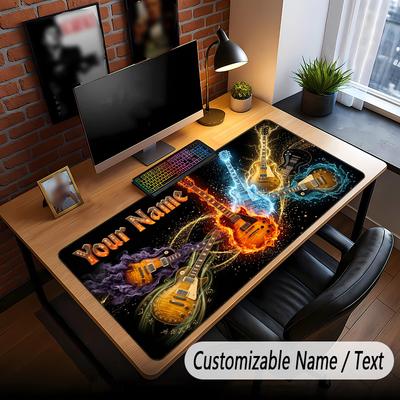 Music Guitar Theme Custom Mouse Pad Personalized With Name Text Customized Desk Mat For Office Home Decor