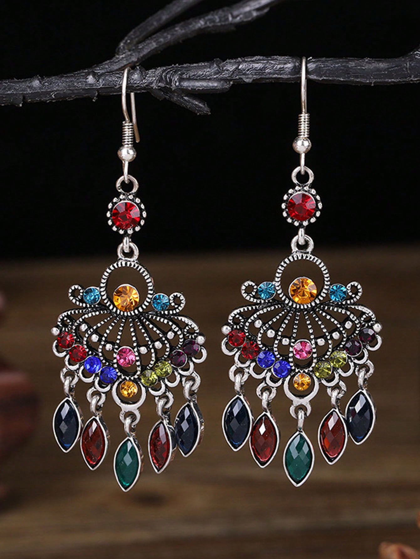 

1 Pair Short Women Earrings Folk-custom&one-size чёрный