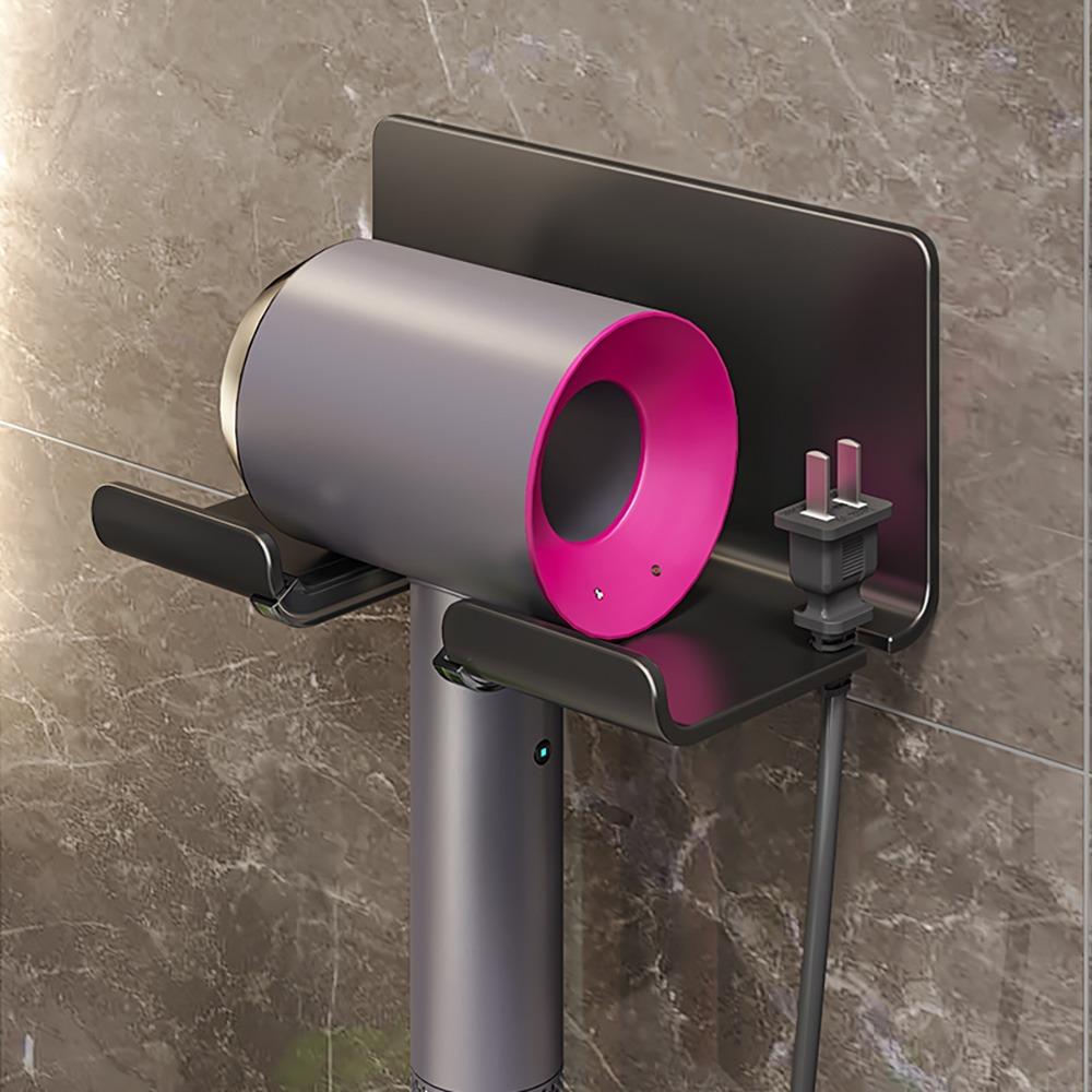Dryer Organizer Space Saving Wall-Mounted Hair Dryer Holder Hook Storage Bracket Storage Shelves