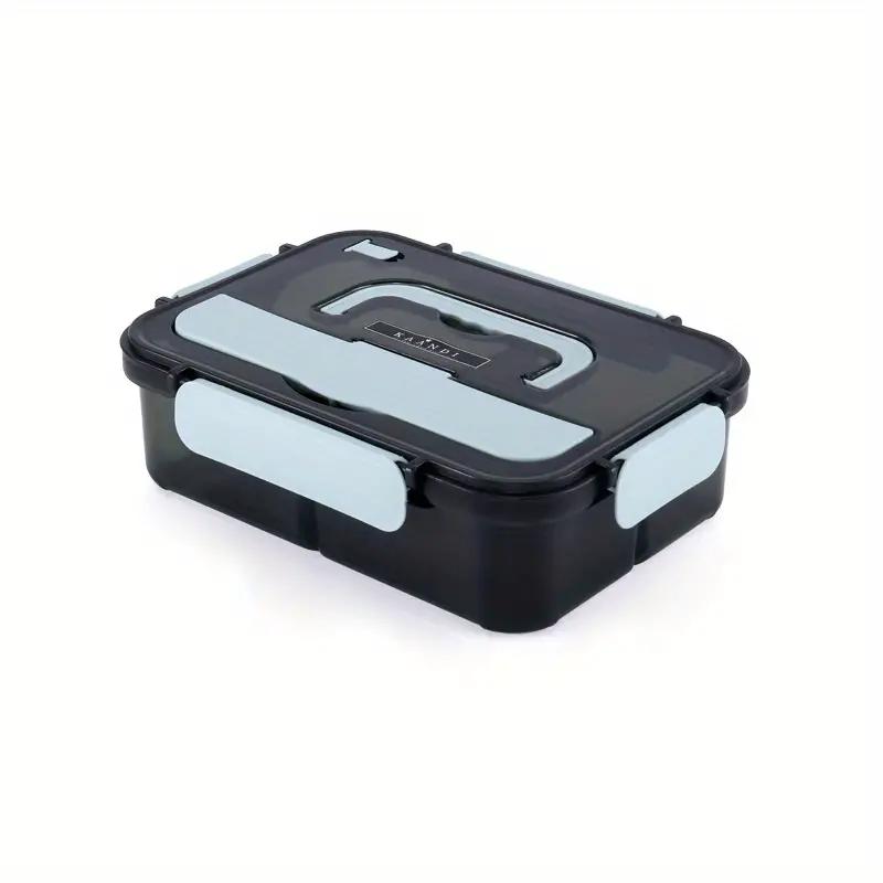 

3 отделения, простой герметичный ланч-бокс Bento с посудой, контейнер для еды, пригодный для микроволновой печи, для студентов, офиса, пикника, кемпинга 3&1500ml&1 синий