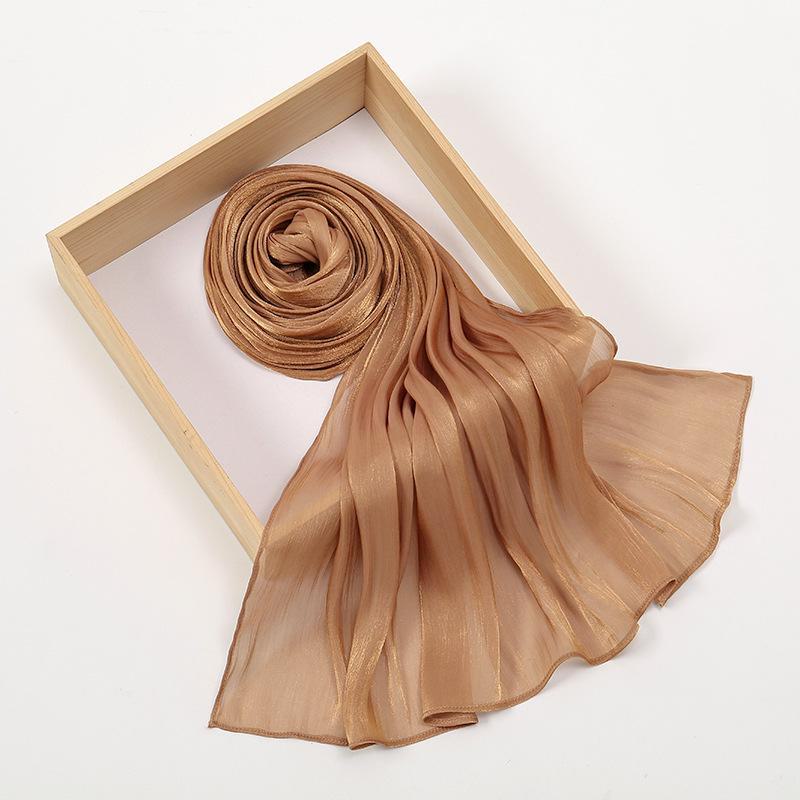 Dámský letní zářivý hedvábný saténový šátek - lehký, nemačkavý, jednobarevný