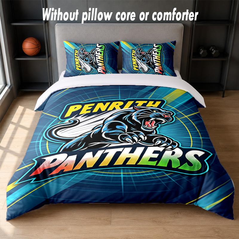 Penrith Panthers Design Bed Bedding Set 1 Duvet Cover + 2 Pillowcases Soft Breathable Household Bed Linens
