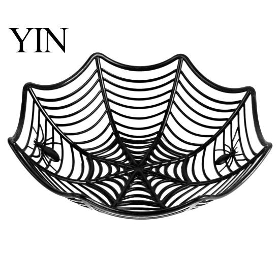 High-quality Spider Web Bowl Halloween Basket, Plastic Cobweb Design Fruit Serving Bowl, Treat Holiday Decoration or Trick Candy Holder for