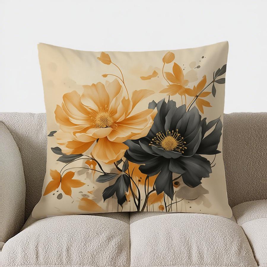 Home Decor Floral Dark & Light Flower Pattern Pillow Cover Pattern Cushion Cover Suitable For Sofa Bedroom Car Pillow Cover