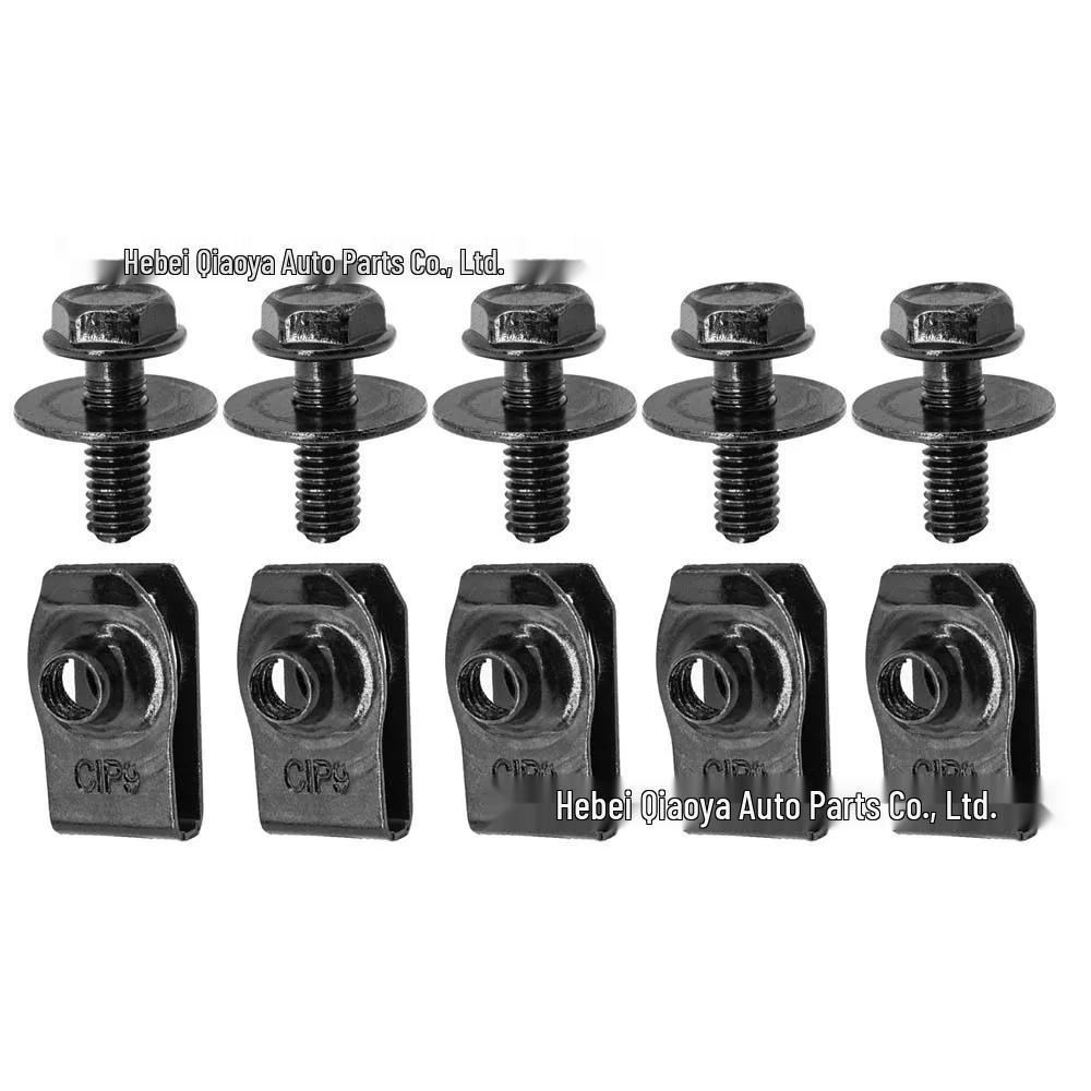 35 Car Hood Protector Bolts & 70 Metal U-Clips with Screws Set