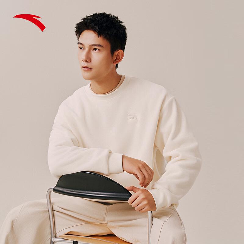 Anta Men's Winter Round Neck Fleece Pullover Sweatshirt