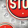 Vintage Floral Stop Sign Metal Wall Art 20x20 Inch, Retro Tin Sign with Pre-Drilled Holes, Waterproof Outdoor Decor for Home
