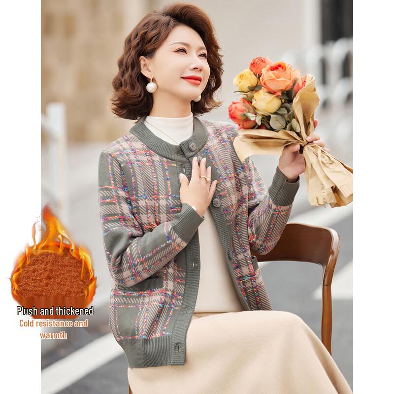 Women s Autumn/Winter Plush Knit Cardigan 2XL