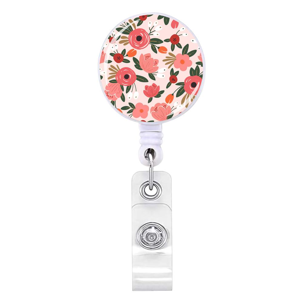 Flower Succulents Retractable Badge Reel Lanyards Id Name Card Badge Holder Nurse Student Employee Card Alligator Clip Supplies