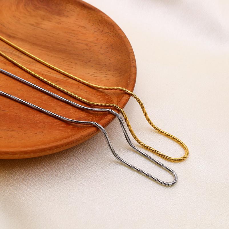 Geometric Gold-Plated Titanium Snake Bone Chain Necklace: Minimalist & Versatile