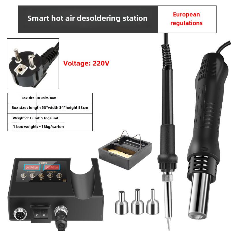 8898 Dual Digital Display Hot Air Gun & Electric Soldering Station, 110V/220V, 2-in-1 SMT Desoldering Tool.