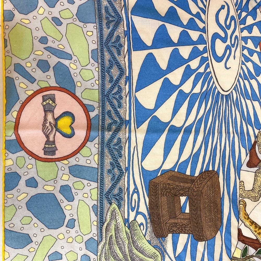 HERMES The Dance of the Amazons cashmere Caléjean 140 shawl yellow cashmere Used