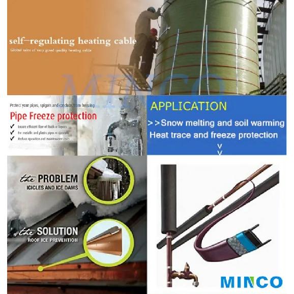 MINCO HEAT 1~50 metrů DC 12V 24V 36V 48V Nízké napětí Samoregulační topný kabel Ochrana potrubí proti zamrznutí Teplý drát