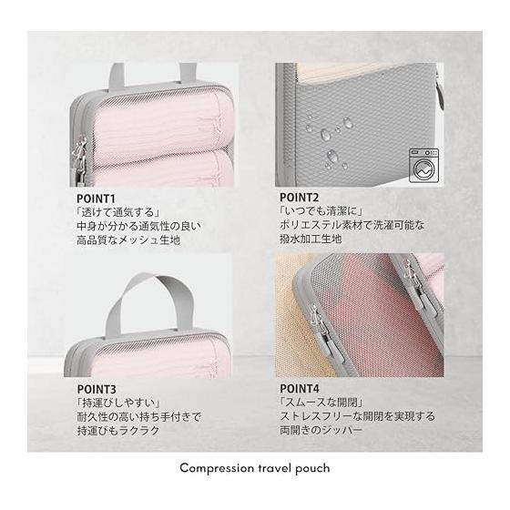 Travel Pouch Travel Packing Pouch [Vertical and Slim Storage] Compression Pouch Packing Organizer Storage Case Mesh Clothes Sorting Lightweight