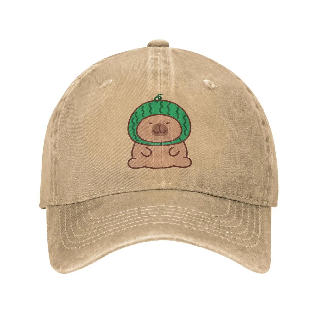 Cartoon Cute Capybara Unisex Women Baseball Cap  Distressed Denim Washed Hats Cap Vintage Workouts Unstructured Soft Snapback Cap