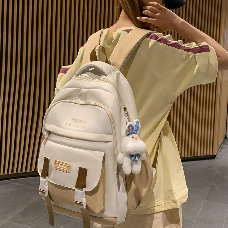 School bag for female middle school students Lightweight and simple large-capacity backpack for female high school students and college students