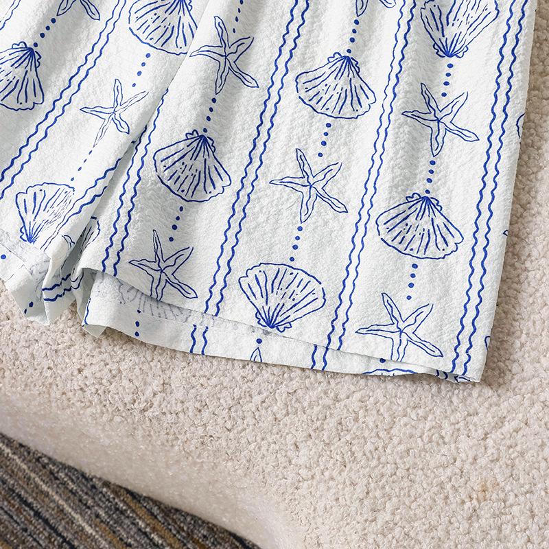 2026 Spring/Summer Ocean Style Girls' Set: Starfish Print Sleeveless Top & Shorts