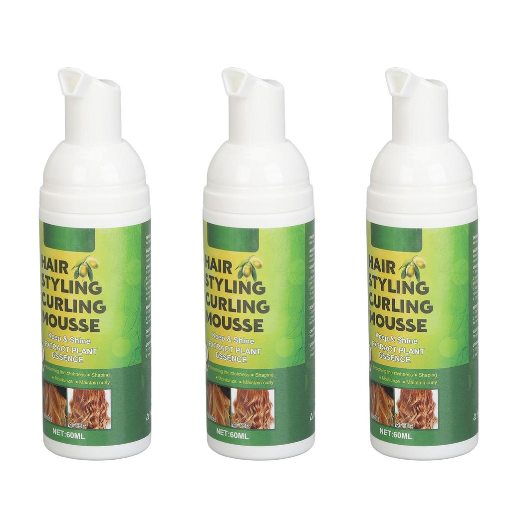 3PCS 60ml Hair Curling Mousse Frizz Control Styling Mousse Curly Hair Care Moisturizing and Nourishing Spray