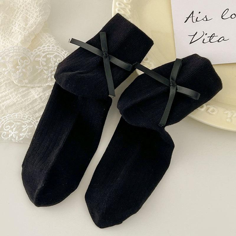 

Bow Socks for Women, Summer Thin Mid-calf Socks, Cotton Socks, Spring and Summer Ballet-style Socks 1 pair чорний