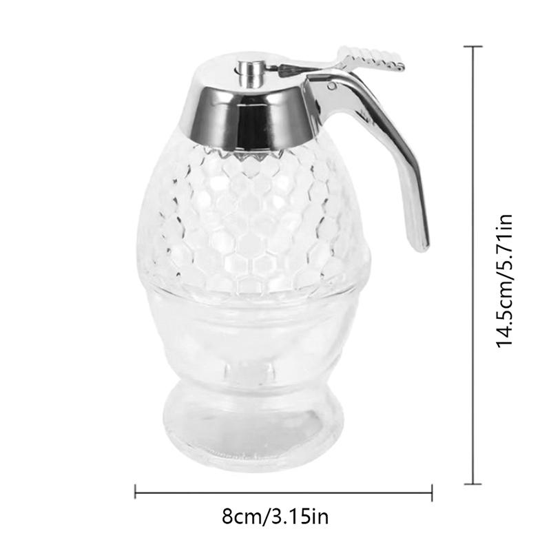Honey Dispenser Pot Container Cup Juice Syrup Kettle Kitchen Bee Drip Rack Portable Storage Pot Transparent Container
