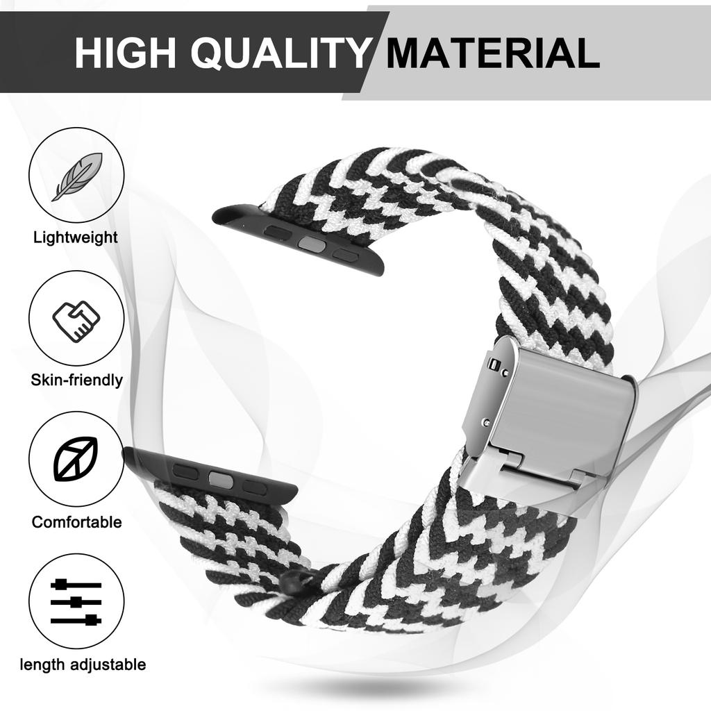 Adjustable Braided Watch Bands for Apple Watch Series Ultra 9 8 7 Folding Clasp Nylon Strap for IWatch 4 5 6 38 40 42 44 41 45 49mm Bracelet