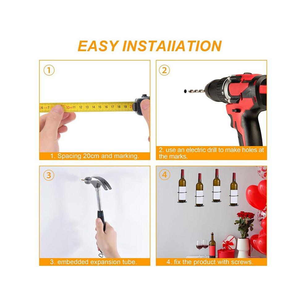 Weinwandhalter, 12er-Pack Wandmontiertes Weinregal, Weinflaschenhalter Aus Metall Zur Weinaufbewahrung, Wanddekoration mit Weinthema