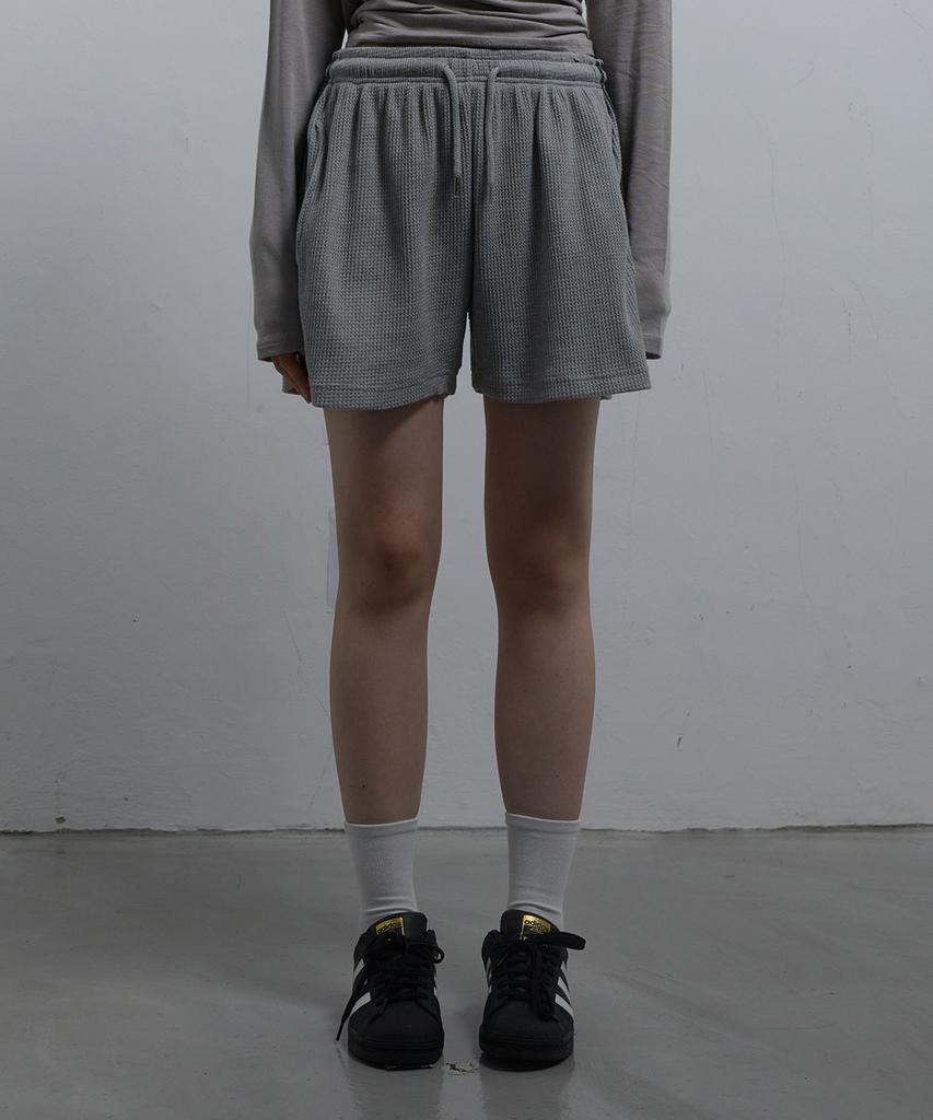 CHICKS Knitting-Like Track Shorts Charcoal