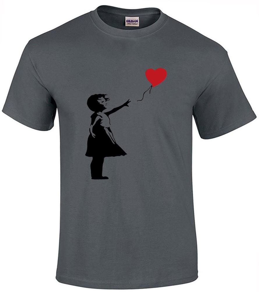 BANKSY GIRL WITH HEART BALLOON TSHIRT Balloons Graffiti Gift Xmas Love Top Tee 2XL