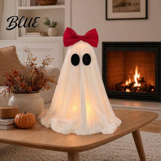 Ghost With Warm LED Lights Decoration Halloween Pink Bow Tabletop Ornament