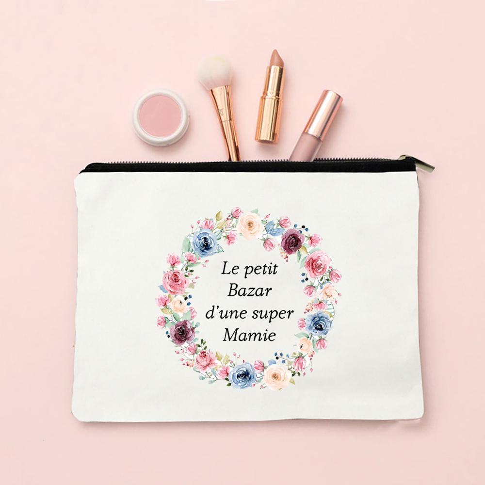 Super Mamie French Printed Makeup Bags Women Cosmetic Case Travel Toiletries Organizer Female Wash Storage Pouches Grandma Gifts