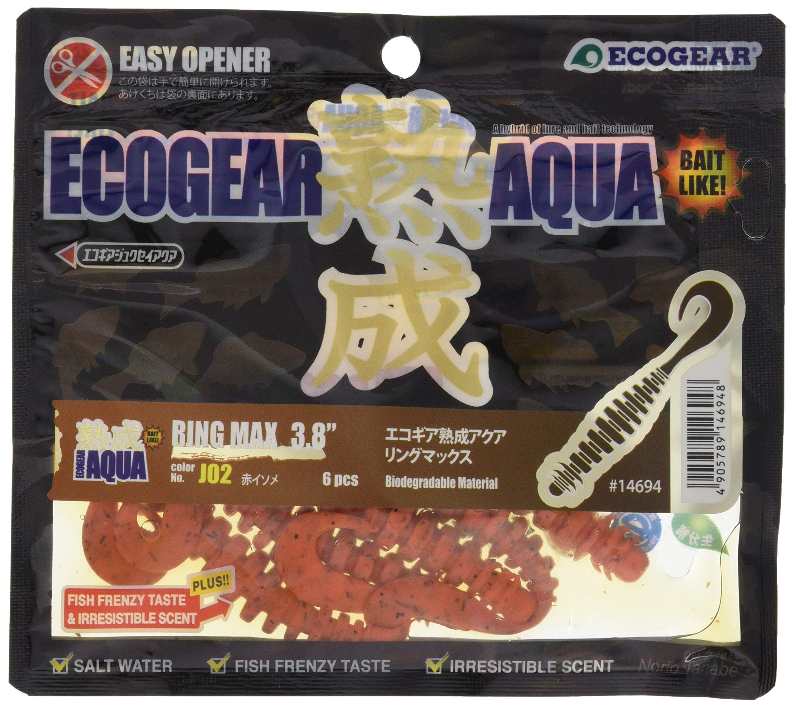 Ecogear Worm Aged Aqua Ring Max J02 Red 3-inch Sandworm.
