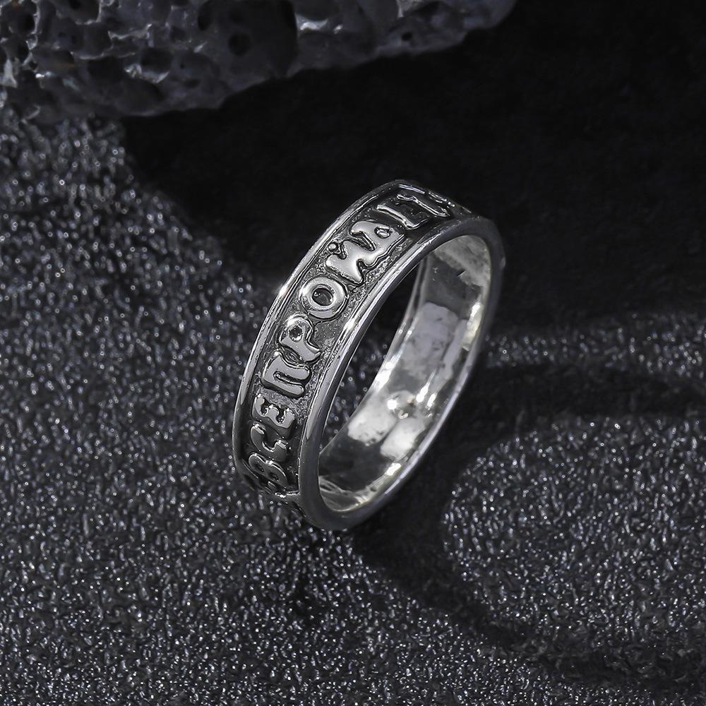 Silver Plated Round Band Ring with Custom English Letter for Women