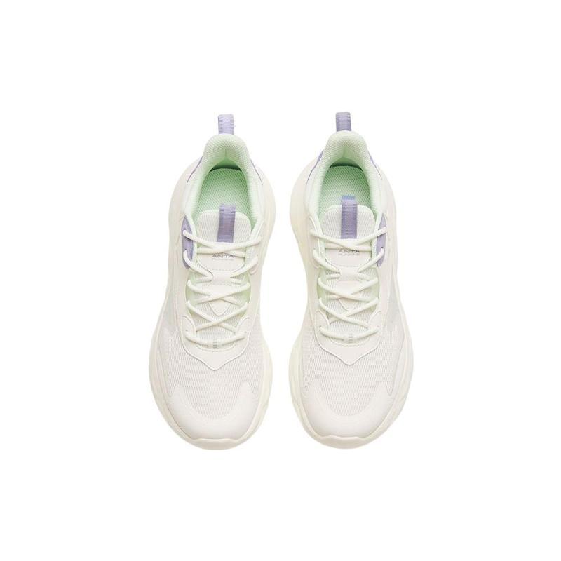 Anta Mianbomb 2 Cushioned Anti Slip And Wear Resistant Lightweight Low Top Running Shoes Women's White Purple Sneakers 922315546-1