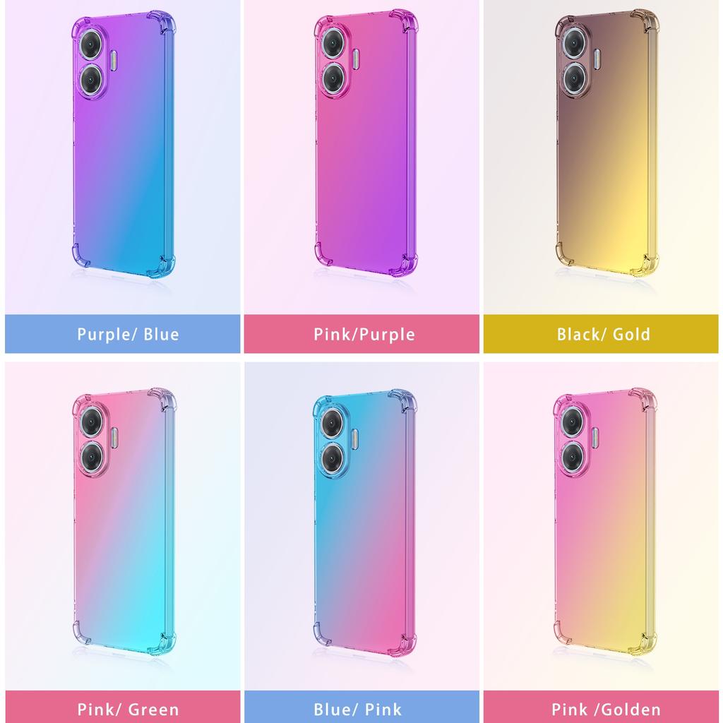 For POCO F7 5G Soft Silicone Four Corners Shockproof Phone Case For Xiaomi Redmi Turbo 4 Pro Transparent Rainbow Gradient Cover