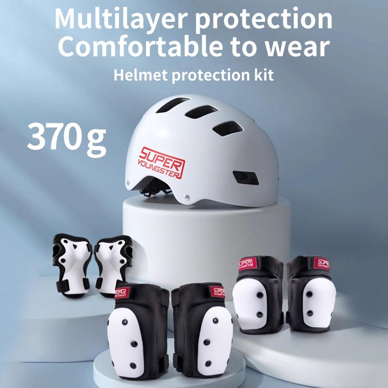 Casco protettivo per bambini, gomitiere e ginocchiere per bambine di 3, 4, 5, 6, 7, 8, 9, 10, 11, 12 anni, adatto per pattinaggio a rotelle e sci.