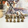 Brass Twelve Zodiac Animal Set: Pure Copper Micro Tea Pets - Rat, Ox, Tiger, Rabbit, Dragon, Snake, Horse, Sheep, Monkey, Rooster, Dog, Pig.