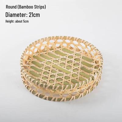 Round Bamboo Woven Serving Tray Set