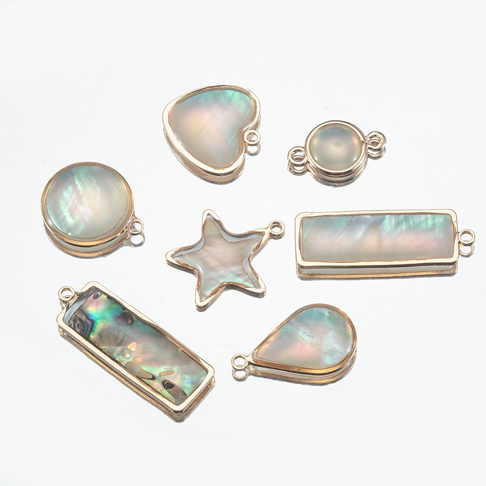 10pcs/5pcs Shell Pendant Love Heart Star Rectangle Copper Charms for DIY Earrings Bracelet Necklace Jewelry Making DIY Wholesale