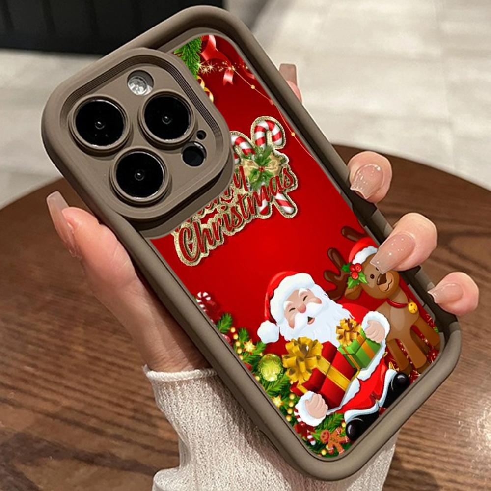 Ae109 Happy New Year Merry Christmas art Phone Cases for iPhone 16 14 13 11 Pro Max 15 7 8 6s Plus 12 mini XR XS Max Angel Eye Ladder Protective Cover