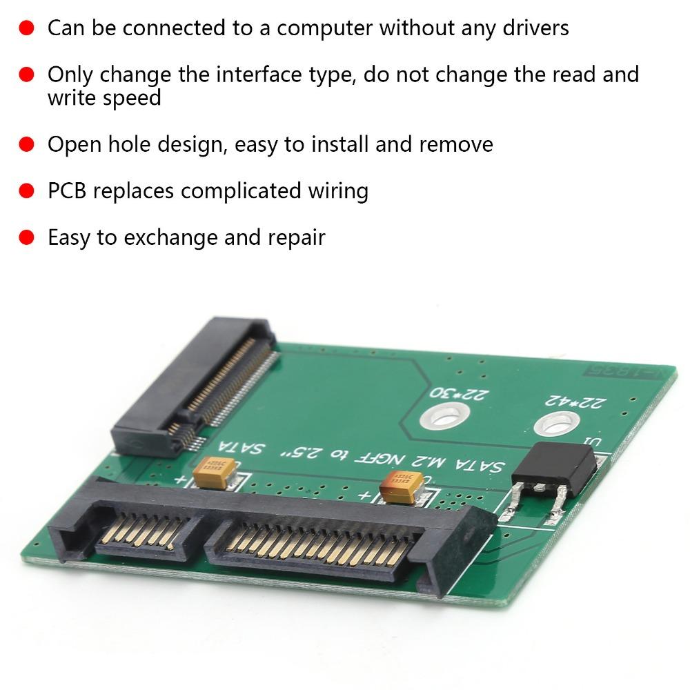 2.5 Inch M.2 NGFF SSD to 2.5in SATA3 Board SSD Converter Computer Hard Laptop Compatibility
