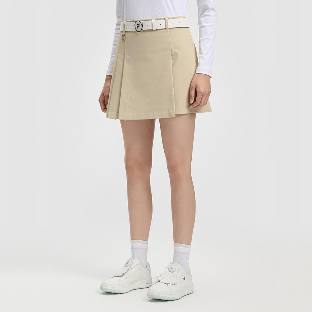 FILA Golf Series Fashion Simple Classic Retro Sports Golf Versatile Comfortable Woven Casual Skirt Women skirts Millet-Beige A11W615302FBG